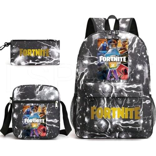 Backpack 3pcs Set Boy Girl Hot Game FORTNITE School Bag Teens Bookbag Rucksack Gift(backpack+shouder Bag+pen Bag)