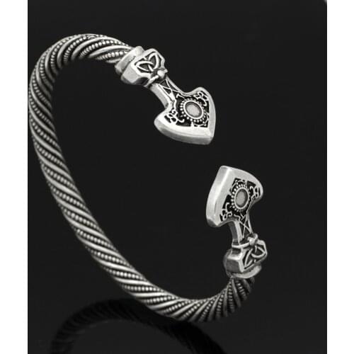 Norse Viking Amulet Bracelet Scandinavian Irish Knot Axe Thors Hammer Bracelet Cross Trinity Men Fashion Bangle Jewelry Accesso