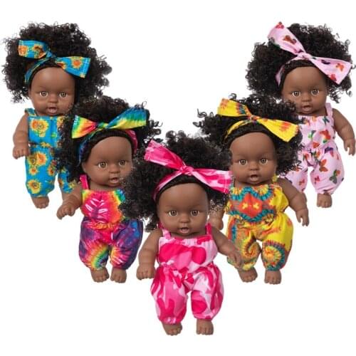 2021 New 20CM African Doll Christmas Best Gift For Baby Girls Black Toy Mini Cute Explosive hairstyle Doll Children Girls