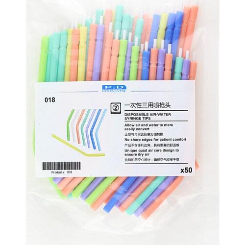 1Pack (50pcs) Disposable Dental Air-Water Syringe Tips 3-Ways Triple Spray Nozzles