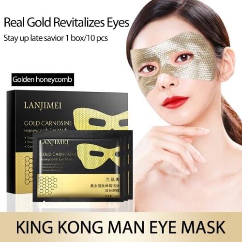 10Pcs Carnosine Honeycomb Eye Mask Gold Collagen Eye Patches Anti Wrinkle Gel Eye Patch Moisturizing Remove Dark Circles TSLM2