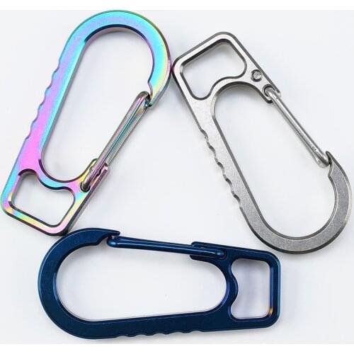 Titanium Alloy Hang Up Keychain Spring Buckle Carabiner Flashlight Buckle EDC Multi Tools