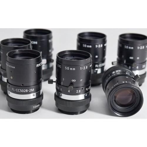 Used original RICOH FL-CC5028-2M fixed focus industrial lens with 10mm teleconverter ring