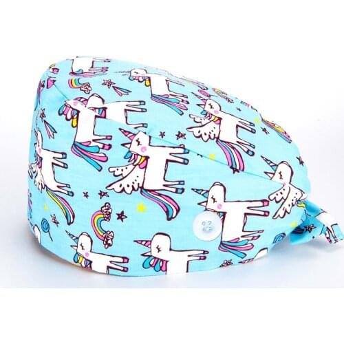 New srugical caps Cartoon printed women hats Health work nursing cap adjustable beauty salon Frosted lab scrub hat accessories