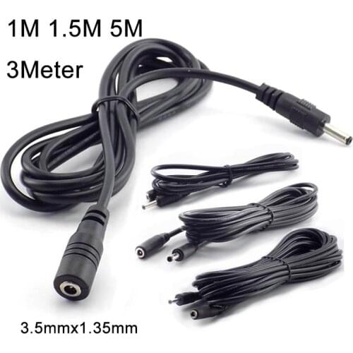 1/1.5/3/5M Power Cable Male Female DC 5-24V Extension Power Cord Adapter 3.5mmx1.35mm Connector for CCTV Cable Security Camera