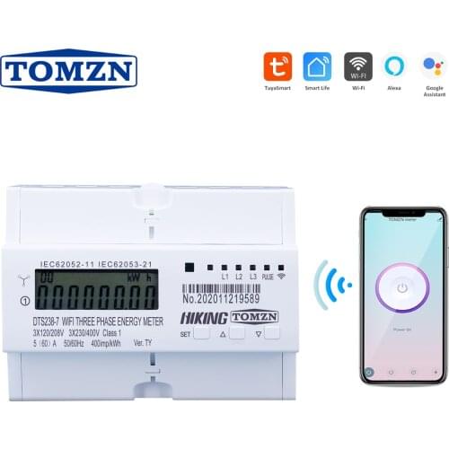 Tuya 3 Phase Din Rail WIFI Smart Energy Meter timer Power Consumption Monitor kWh Meter Wattmeter 3*120V 3*220V 3*230V 50/60Hz