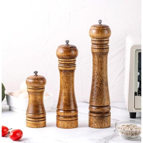 Solid Wood Pepper Mill Salt Grinders Mills Adjustable Coarseness Fine to Coarse Kitchen Dining Bar Tools Cookwear 3pcs/lot