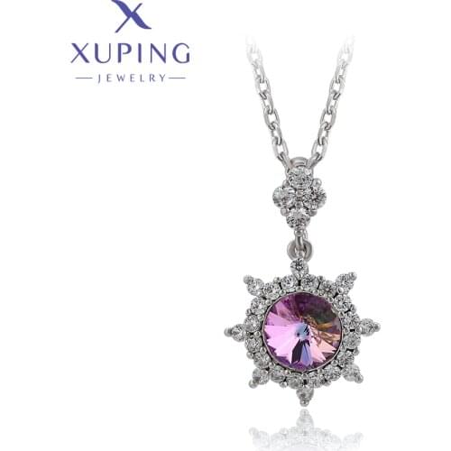 Xuping Jewelry Fashion Snow Rhodium Color Summer New Arrival Crystals Pendant Necklaces Valentines Day Gifts 40329