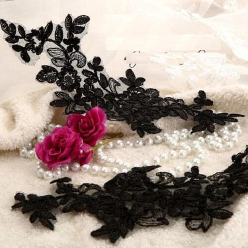 YACKALASI 10 Pairs 3D Flower Appliqued Lace Bridal Dress Trims Embroidered Patches Diy Hair Accessories 24*11CM