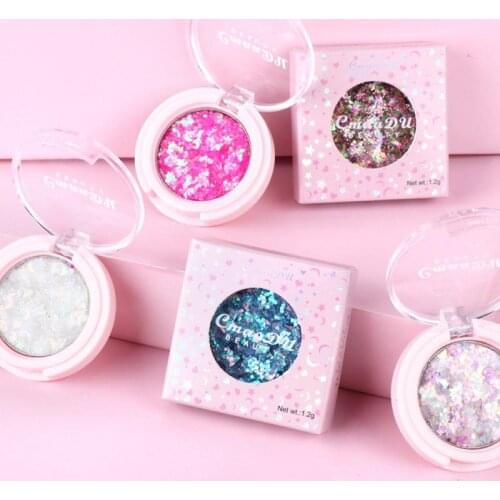 1 Box Monochrome Glitter Powder Sequin Eyeshadow Palette Pigment Pentagram Moon Diamond Fragment Shimmer Women Makeup TSLM1