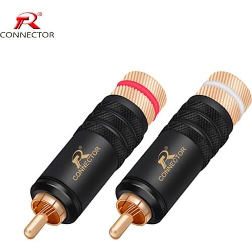 1Pair HIFI RCA Connector with Piano Paint, Brass Material with Gold Plated Audio Video HIFI Cable Terminals Connector