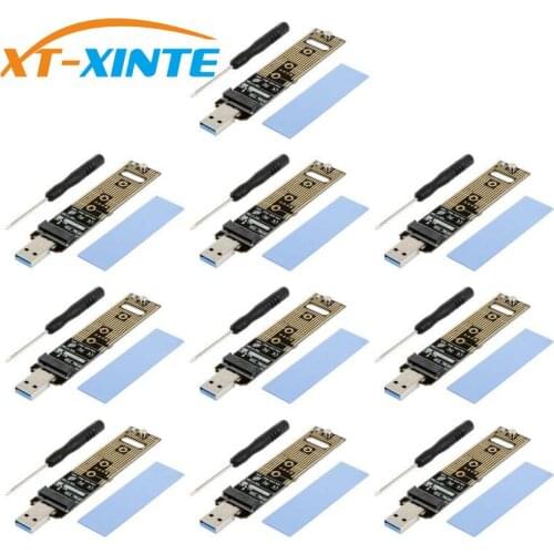 10pcs XT-XINTE for M.2 NGFF NVME SSD to USB 3.0 Adapter PCI-E to USB-A 3.0 Internal Converter Card 10Gbps USB3.0 Gen 2