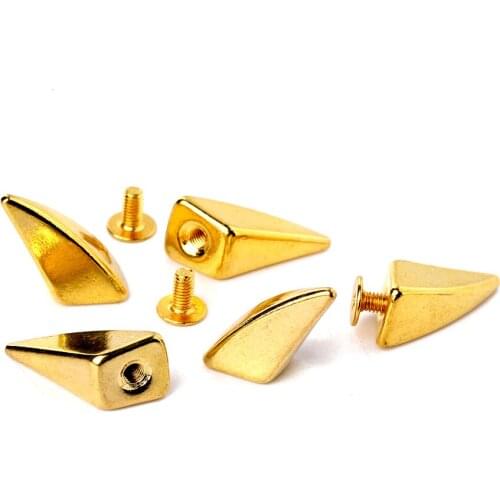 100sets Golden Dragon Claw Punk Spike Studs Metal ScrewBack Leathercraft Shark Findings For Leather Bracelets Pet Collars Bags