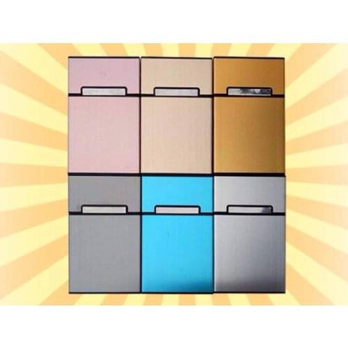 100pcs Aluminum Lady Slim Cigarette Case 105x60x16mm Smoking Cigarette Tobacco Box Pocket Storage Holder Gift Box 6color Mixorde