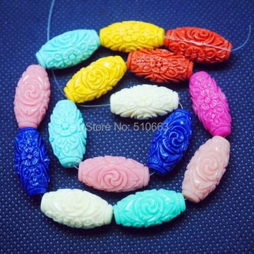 15 Pieces/Lot Carving Flower Beads Accessories Synthetic stone material Size 13x26mm for charms women bracelet making accessory