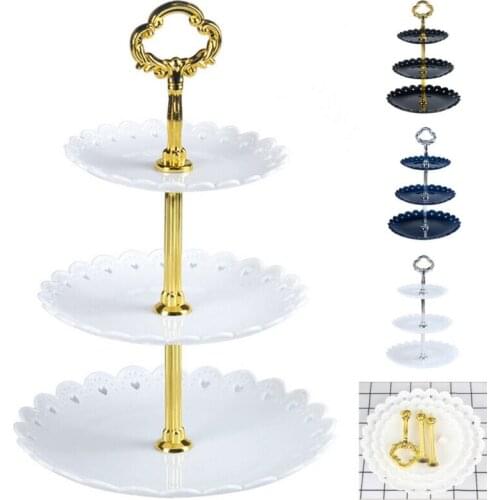 3 Tier Cake Stand Afternoon Tea Wedding Plates Party Tableware New Bakeware Plastic Tray Display Rack Cake Decorating Tools