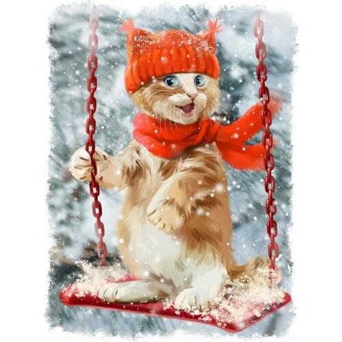 3d Diamond Embroidery Swing cat Painting Full Square Resin Mosaic Cross Stitch Christmas Gift Wall Sticker Home Decoration