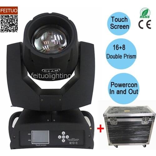 4pcs+Flight Case Double Prism Lyre Beam 7r 230 Touch Screen 230w Sharpy 7r Beam Moving Head Light For Stage wedding Event Show