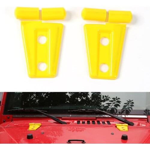 6pcs/set ABS Yellow/Green Car Exterior Hood Hinge Cover Frame Decoration Trim For Jeep Wrangler JK 2 Door 2007-2016 Car Styling