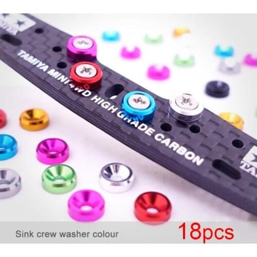 18Pcs M2 Countersunk Head Screw Gasket Aluminum Color Washer Bolt Spacers Spare Parts For Tamiya Mini 4WD Car Model