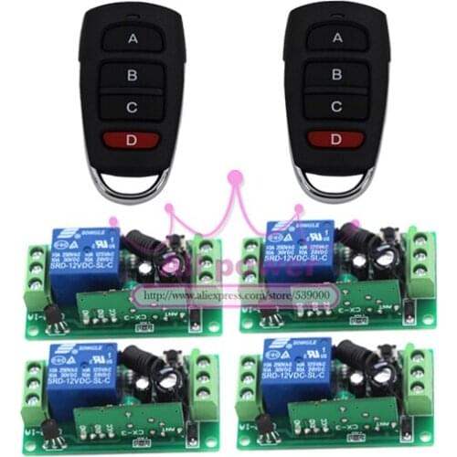 DC12V Wireless 3 Ways Working Digital Remote Control Switch LED Lights Lamp Remote Control Switch 2Transmitter 4 Receiver