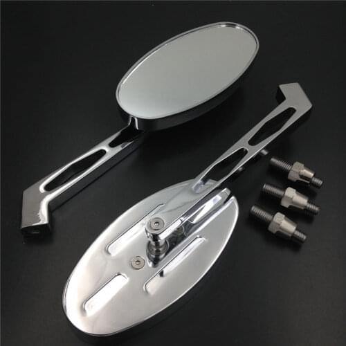 Motorcycle Side Rearview Mirrors Chrome Custom Oval Shape For Honda For Kawasaki Ninja For Yamaha For Suzuki Cruiser Bikes