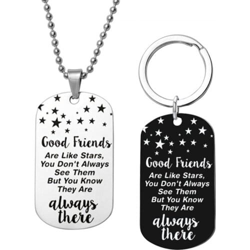 Stainless Steel Friendship Engraved Letters keychain Love Army Necklace To Best Friend