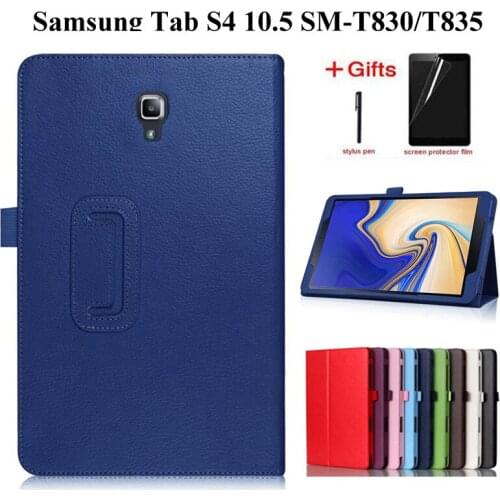 Litchi style PU Leather Case For Samsung Galaxy Tab S4 10.5 SM-T830 T835 T837 cover For Samsung Tab S4 10.5 inch case+film+Pen