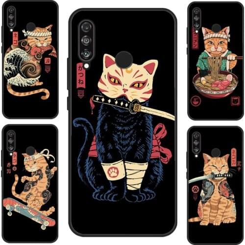 Japanese Style Ukiyo-e Cat Art Case For Huawei P30 P20 P40 Pro Mate 10 20 Lite Nova 5T P Smart Z 2019 Honor 9X 8X 8A 10i