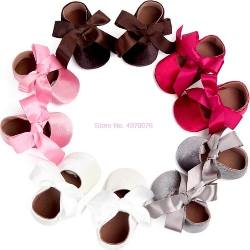 DHL 50pair Baby Girl Shoes Riband Bow Lace Up PU Leather Princess Baby Shoes First Walkers Newborn For Girls