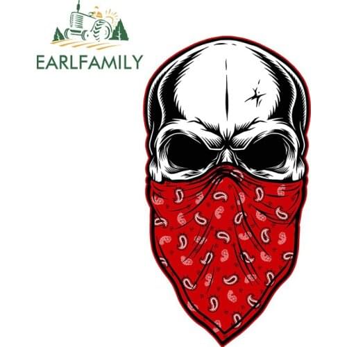EARLFAMILY 13cm x 9.8cm for Bandana Skull Funny Car Stickers DIY Anime Personality Creative Scratch-proof JDM Decal Accessories