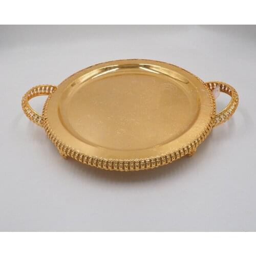 European high-grade gold-plated dessert tray cake stand fruit dessert plate tray wedding decoration storage tray with handles