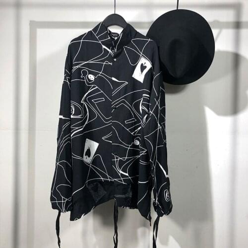 Owen seak Men Casual Shirt Gothic Mens Clothing Hip Hop Tops Tees Autumn Oversized High Streetwear Long Sleeves Black Shirt