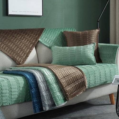 Geometric Soft Short Plush Embossed Sofa Cover Cotton Non-Slip Sofa Chair Covers Mats Living/Drawing Room Decorative L-Shaped