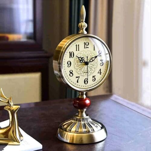 Hot Luxury Metal Table Clock Home Decor Living Room Office Desk Clock Table Vintage Silent Quartz Table Watch Desktop Desk Watch