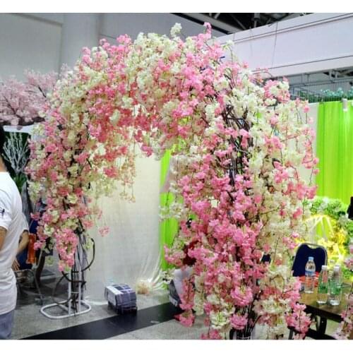 Artificial Slik Cherry Blossoms bunches for wedding Arch decoration DIY Cherry trees artificial flower bouquet 136CM long