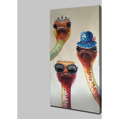 Hand Made Oil Painting The Ostrich Modern Art Artworks Funny TinTin Cartoon On Canvas For Kids Room