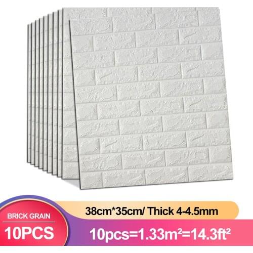 10pcs 38*35cm Brick Wall Sticker TV Background Waterproof Anti-Collision Foam Wallpaper Self-Adhesive For Living Room Bedroom