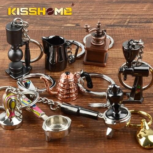 Coffee Key Chain Couple Espresso Accessories Mini Coffee Tamper Beautiful Coffee Keyring Cafe Gift for Coffee Lovers Keychain