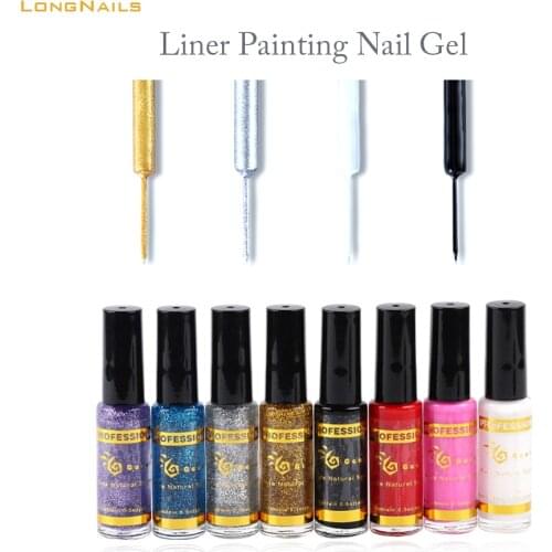 2021‘s Japanese Art Liner Nail Polish 1-Stroke Line Painting Pen 8ml/pc Silver Gold Glitter Manicure DrawString Nail Polish GY20