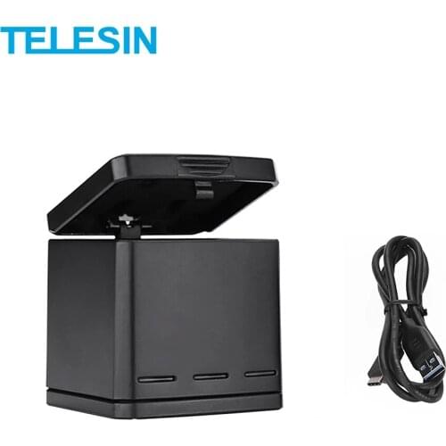 TELESIN 3-way Multi-function Battery Charger Charging Storage Case Charging Box 2 in 1 for GoPro Hero 8 7 6 5 Black Accessories