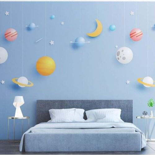 8D Mural Blue Sky Stars 3d Cartoon Wallpaper Murals for Child Baby Room 3D Cartoon Wall paper 3d Wall Photo Murals Wall stickers