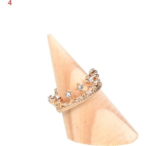 Natural Unpainted Wooden Ring Jewelry Display Rack Stand Cone Shape Holder Organizer