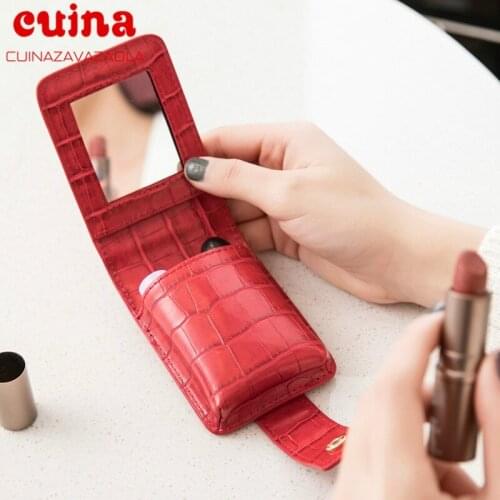 New Cosmetic Portable Carry-on Cosmetic Bag For Ladies, Creative Makeup Lipstick Bag With Mirror, Mini Storage Bag