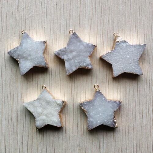 2019 new Fashion gold side natural crystal star shape pendants for necklace jewelry making 5pcs/lot Wholesale