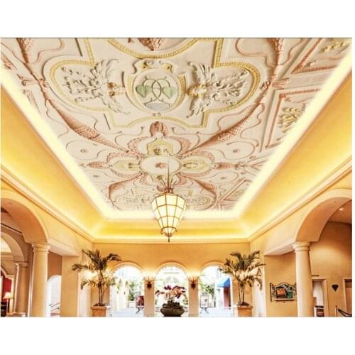 Wallpaper 3d ceiling European dimensional relief decoration living zenith 3d ceiling murals wallpaper