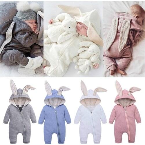 Newborn Toddler Baby Boys Girls Clothes Sets Spring Autumn Solid Long Sleeve Hooded Romper Jumpsuits Baby Outfits Cotton Casual