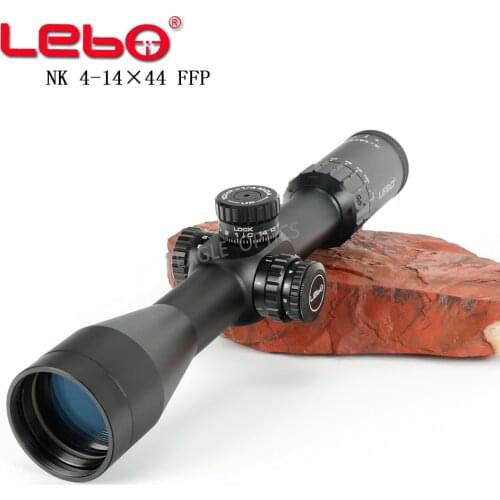 Tactial LEBO 4-14X44FFP Hunting Riflescope With Red Dot First Focal Plane Optics Lens With 11 or 20MM Mount Black Rifle Scope