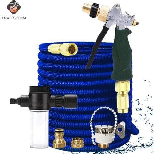 Watering Irrigation Expandable Hose Metal Gun For Garden And Vegetable Patch Pressure Hose Irrigation System 17FT-150FT Hose New