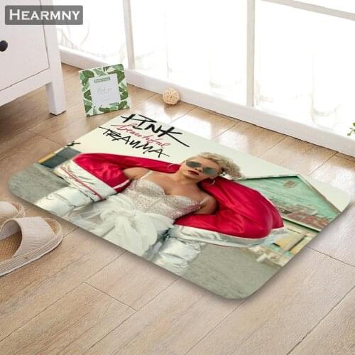 Custom P!NK Doormat Floor/Bath/Kitchen/Beach Mat Flannel Sponge Fabric 3D Printed Shaggy Decoration For Bedroom Droping Shipping